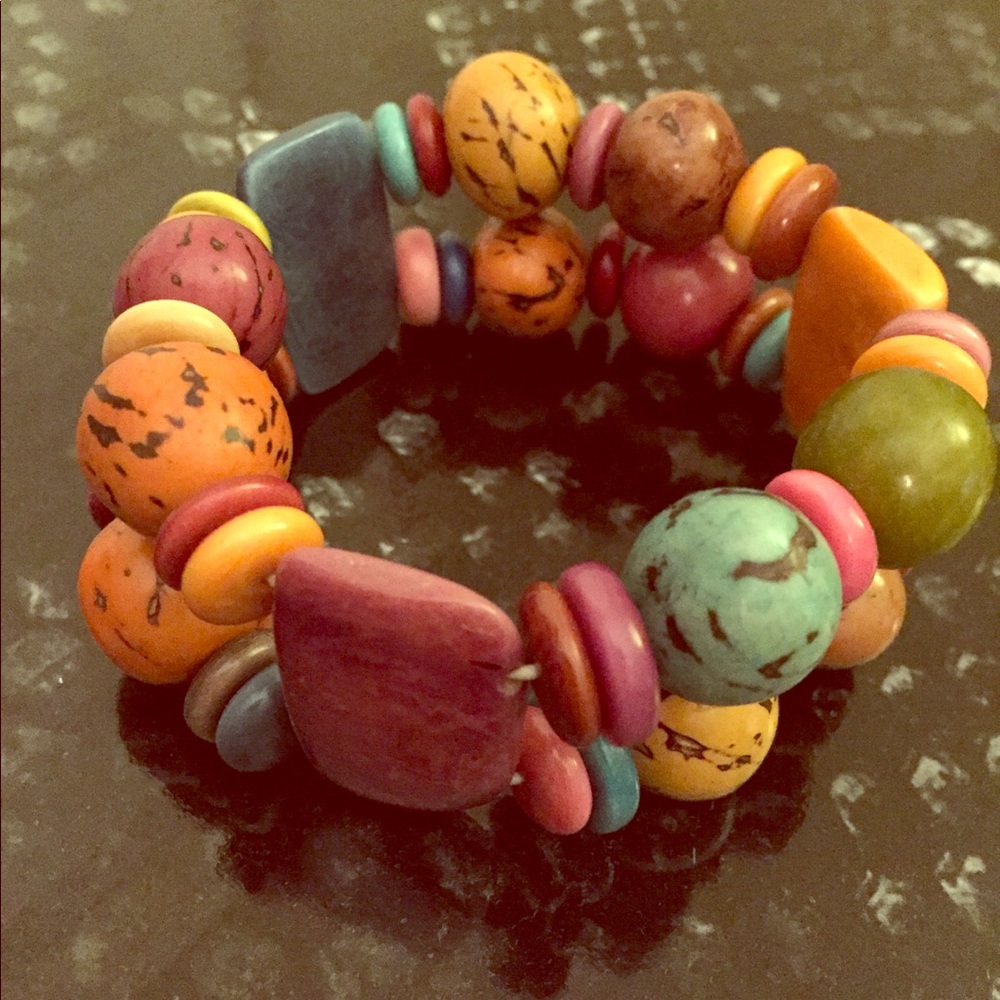 Chunky multicolor beaded bracelet. Never worn.